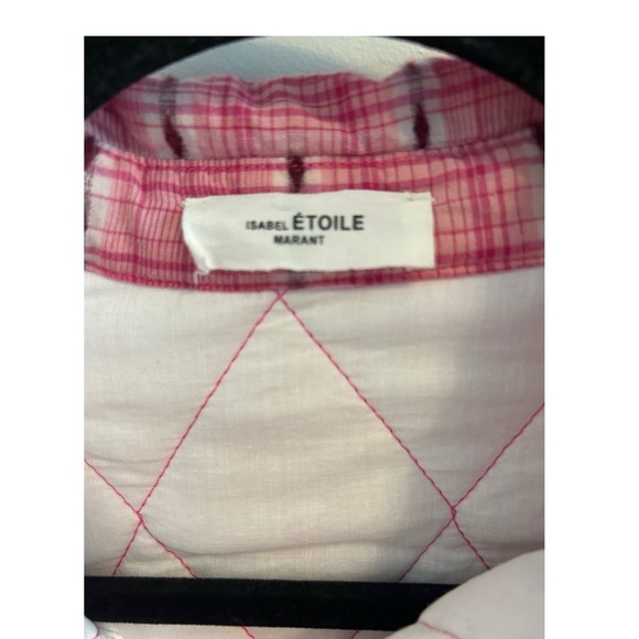 ISABEL MARANT ETOILE Mysen Quilted Cotton Shirt Jacket Pink Plaid Sz M Shacket - Picture 10 of 16